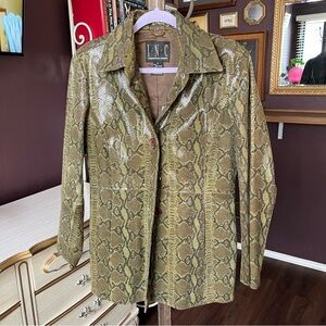Vintage INC Green Snakeskin Leather Blazer Jacket Small